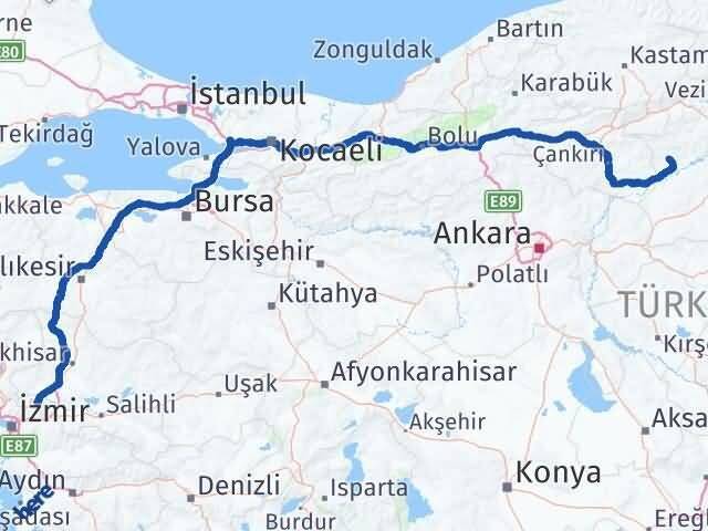 Manisa Bayat Çorum Arası Kaç Km - Yol Haritası