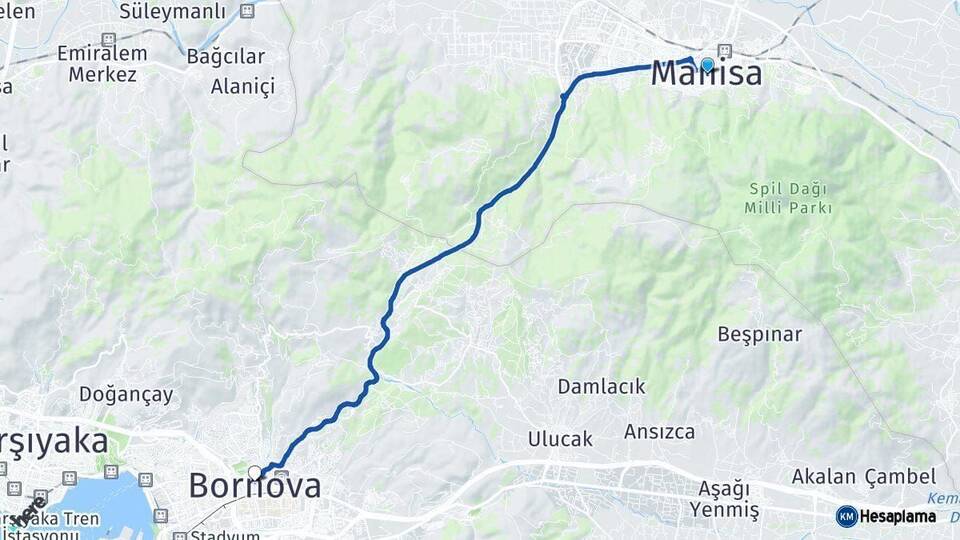 Manisa Bornova İzmir Arası Kaç Km - Yol Haritası
