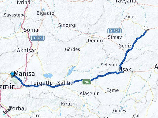 Manisa Çavdarhisar Kütahya Arası Kaç Km - Yol Haritası