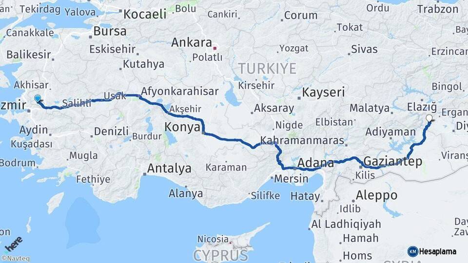 Manisa Çermik Diyarbakır Arası Kaç Km - Yol Haritası