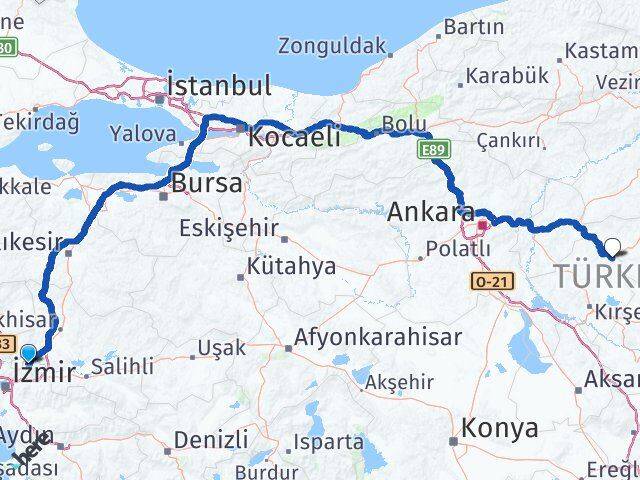 Manisa Çiçekdağı Kırşehir Arası Kaç Km - Yol Haritası