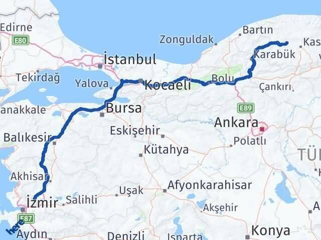 Manisa Daday Kastamonu Arası Kaç Km - Yol Haritası