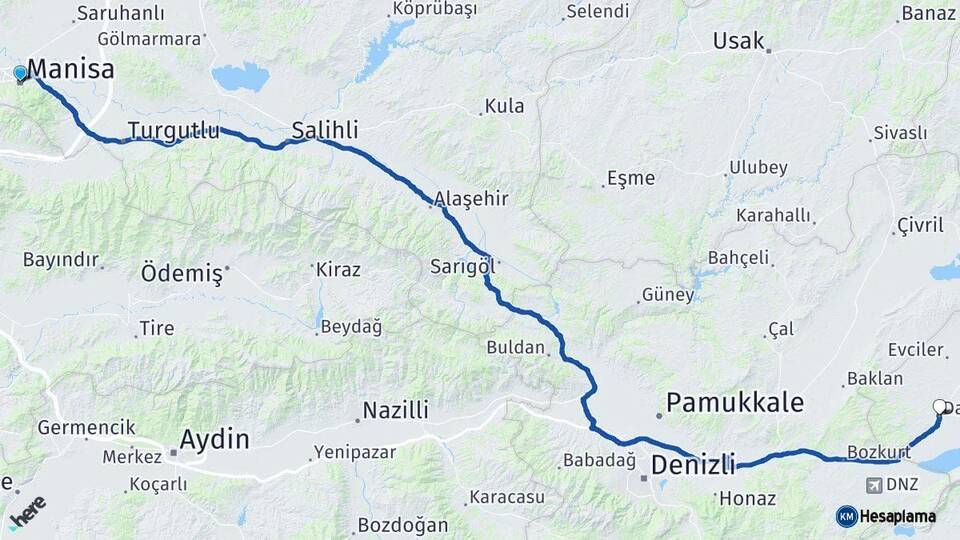 Manisa Dazkırı Afyonkarahisar Arası Kaç Km - Yol Haritası