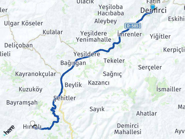 Manisa Demirci Hırkalı Demirci Arası Kaç Km - Yol Haritası