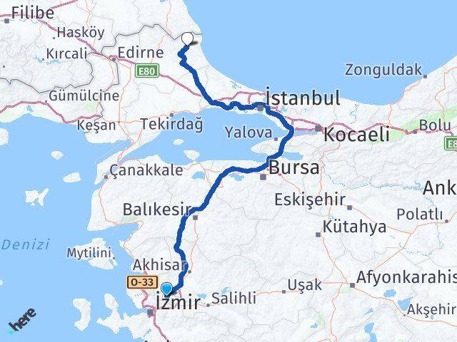 Manisa Demirköy Kırklareli Arası Kaç Km - Yol Haritası