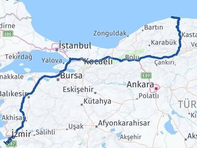 Manisa Doğanyurt Kastamonu Arası Kaç Km - Yol Haritası