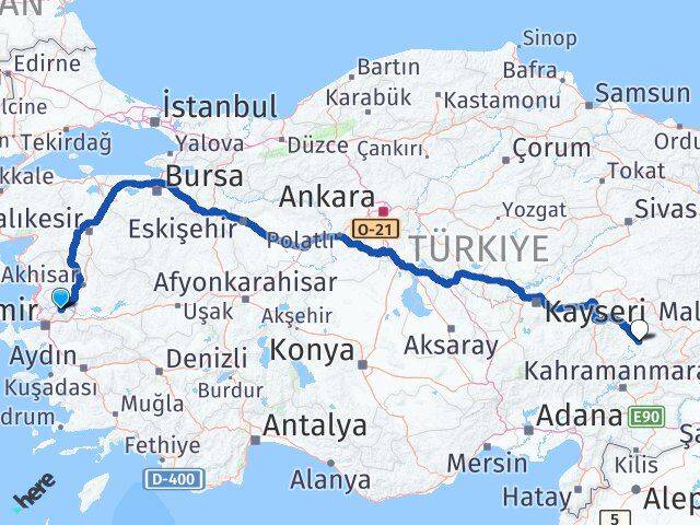 Manisa Elbistan Kahramanmaraş Arası Kaç Km - Yol Haritası