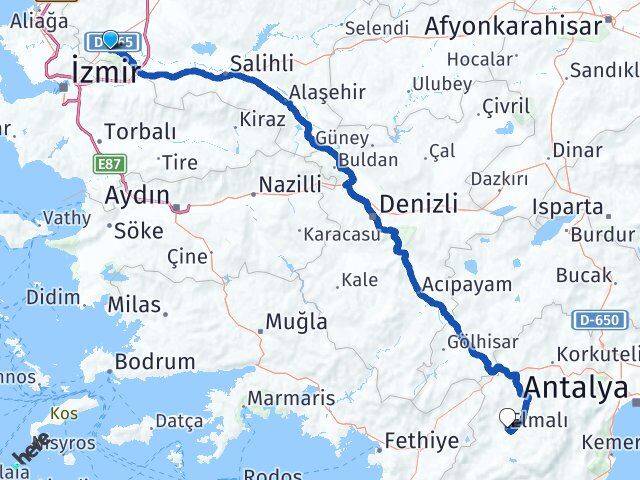 Manisa Elmalı Antalya Arası Kaç Km - Yol Haritası