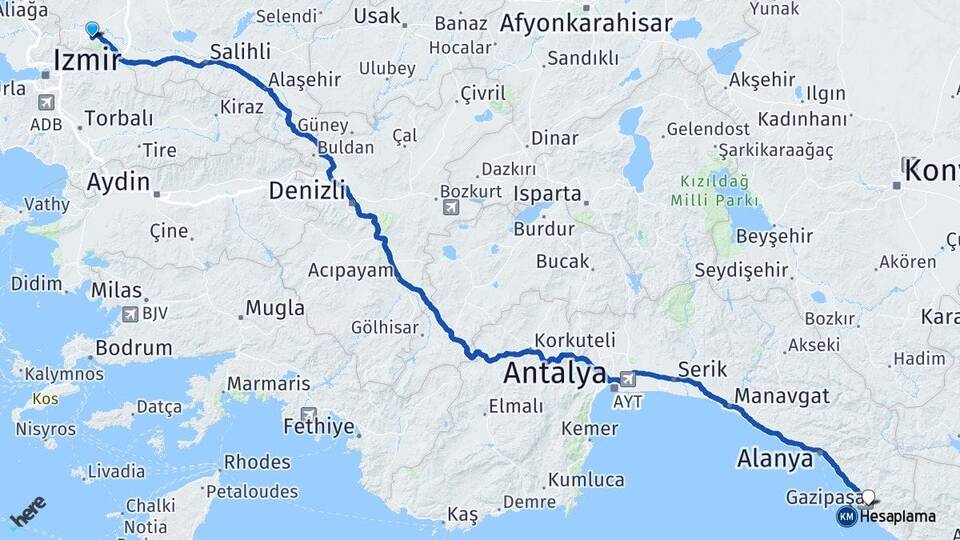 Manisa Gazipaşa Antalya Arası Kaç Km - Yol Haritası