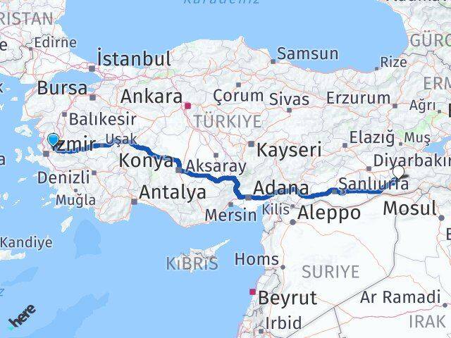 Manisa Gercüş Batman Arası Kaç Km - Yol Haritası