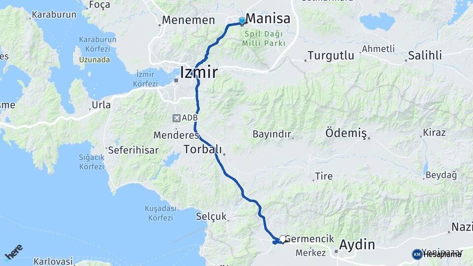 Manisa Germencik Aydın Arası Kaç Km - Yol Haritası