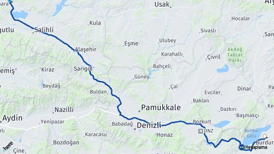Manisa Gölmarmara Burdur Arası Kaç Km - Yol Haritası