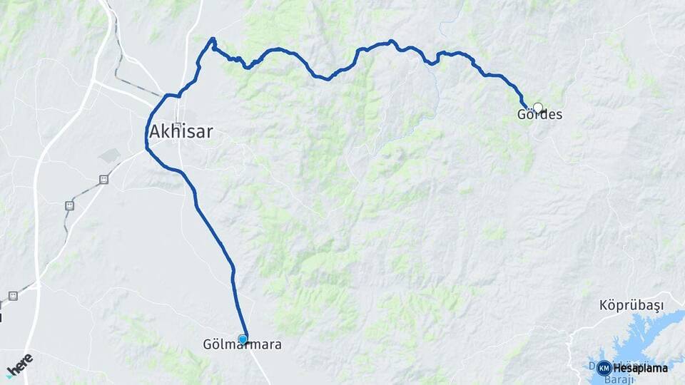 Manisa Gölmarmara Gördes Arası Kaç Km - Yol Haritası