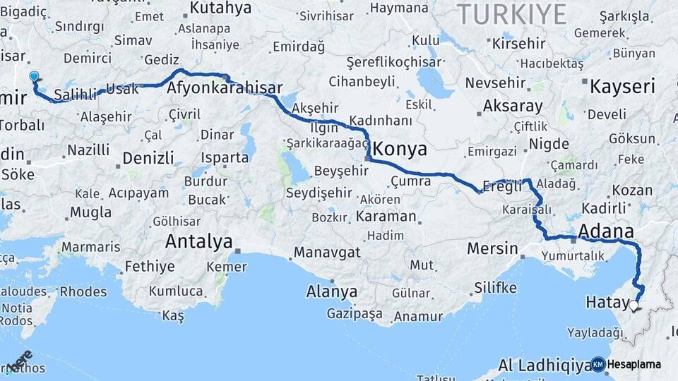 Manisa Gölmarmara Hatay Arası Kaç Km - Yol Haritası