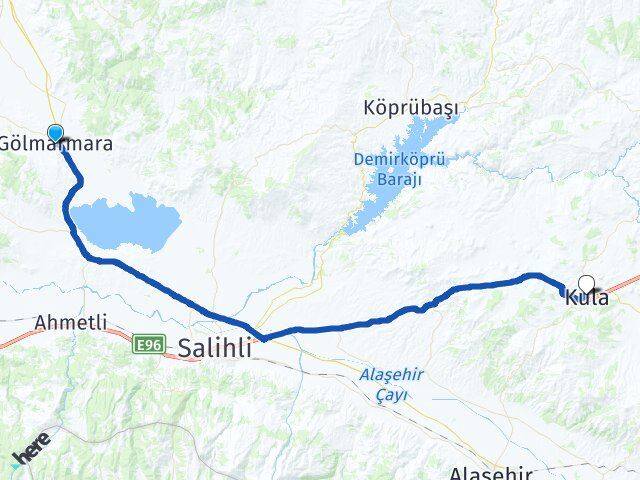Manisa Gölmarmara Kula Arası Kaç Km - Yol Haritası