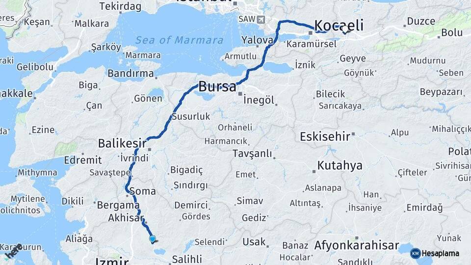Manisa Gölmarmara Sakarya Arası Kaç Km - Yol Haritası
