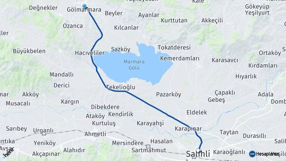 Manisa Gölmarmara Salihli Arası Kaç Km - Yol Haritası