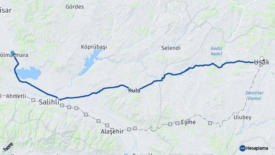 Manisa Gölmarmara Uşak Arası Kaç Km - Yol Haritası