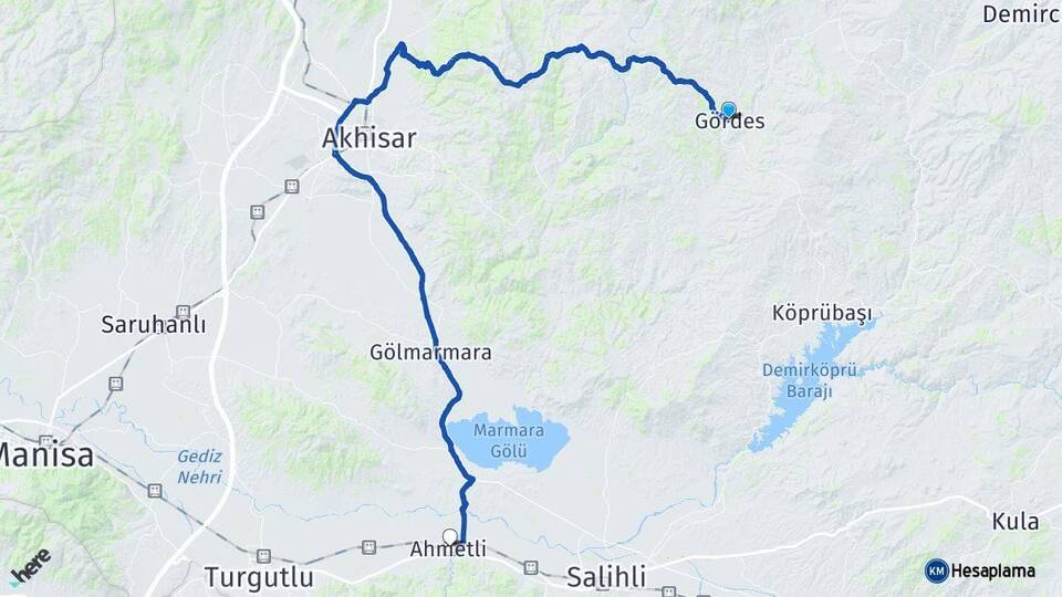 Manisa Gördes Ahmetli Arası Kaç Km - Yol Haritası
