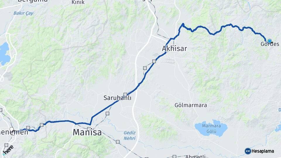 Manisa Gördes Menemen İzmir Arası Kaç Km - Yol Haritası