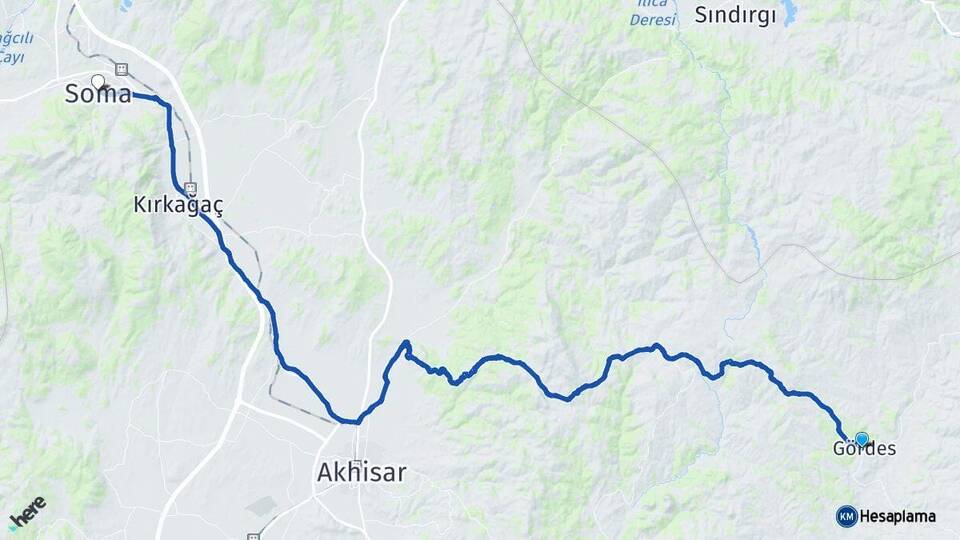 Manisa Gördes Soma Arası Kaç Km - Yol Haritası
