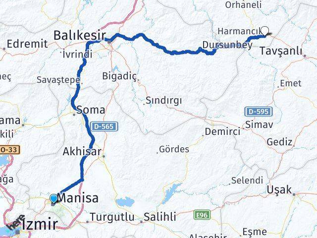Manisa Harmancık Bursa Arası Kaç Km - Yol Haritası