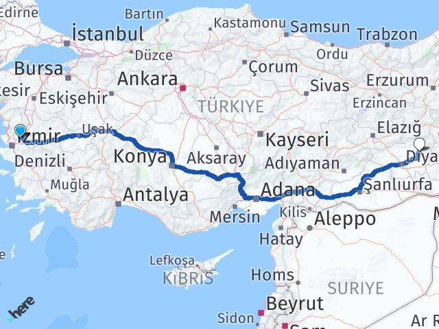 Manisa Hazro Diyarbakır Arası Kaç Km - Yol Haritası