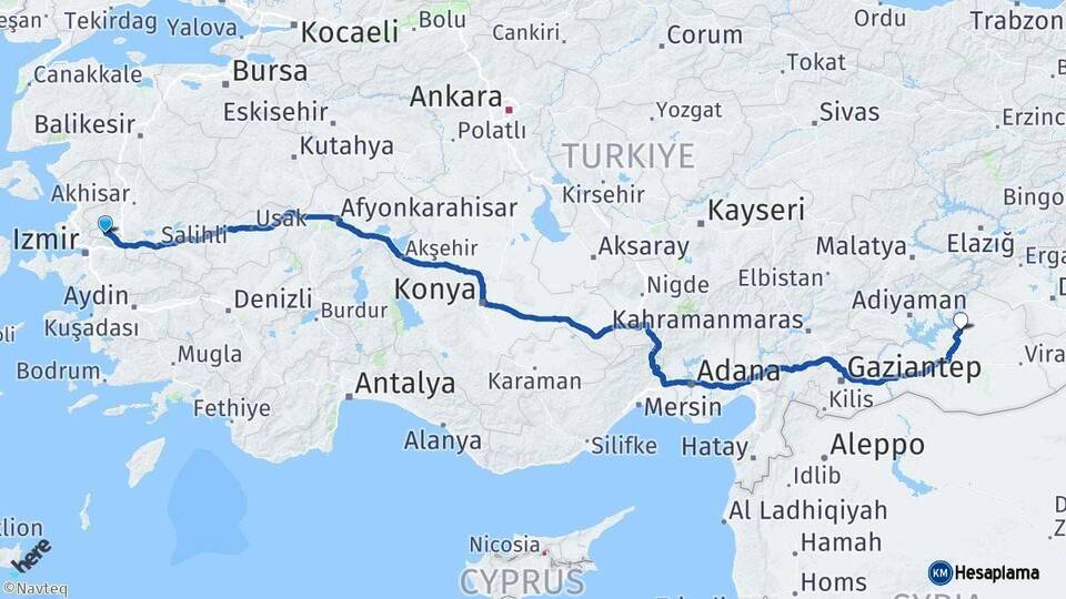 Manisa Hilvan Şanlıurfa Arası Kaç Km - Yol Haritası