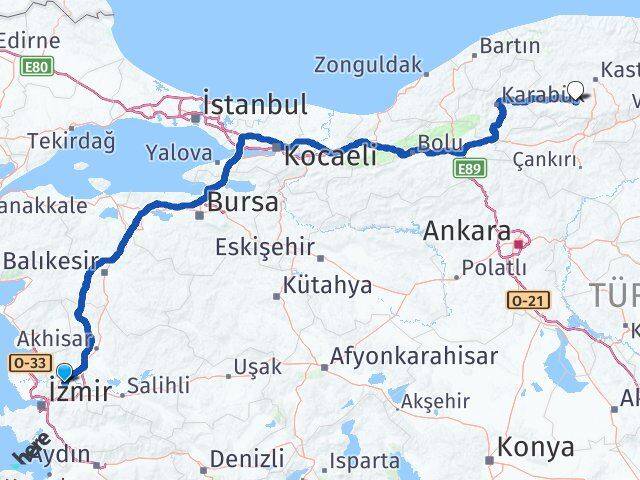 Manisa İhsangazi Kastamonu Arası Kaç Km - Yol Haritası