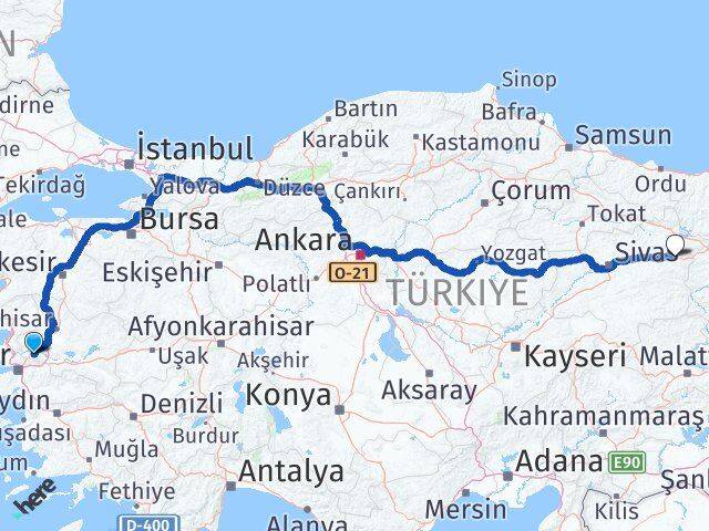 Manisa İmranlı Sivas Arası Kaç Km - Yol Haritası