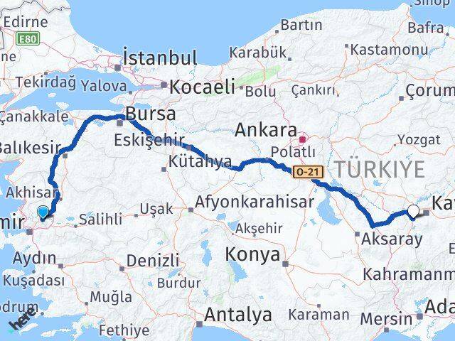 Manisa İncesu Kayseri Arası Kaç Km - Yol Haritası