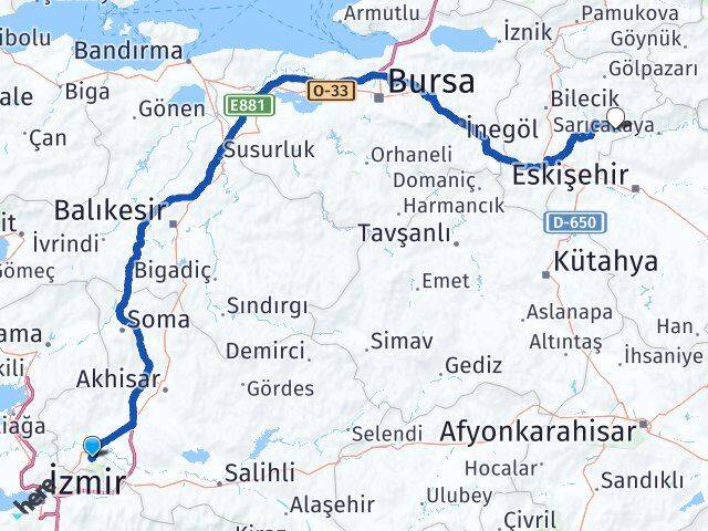 Manisa İnhisar Bilecik Arası Kaç Km - Yol Haritası