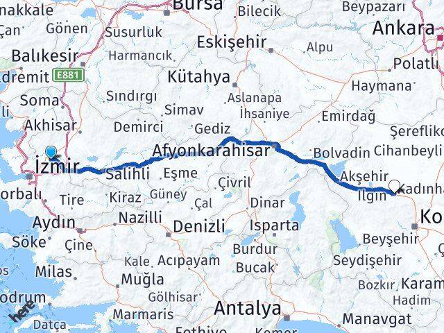 Manisa Kadınhanı Konya Arası Kaç Km - Yol Haritası