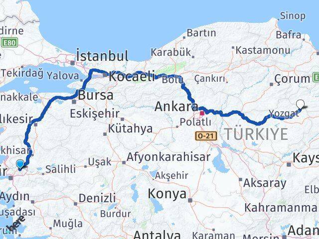 Manisa Kadışehri Yozgat Arası Kaç Km - Yol Haritası