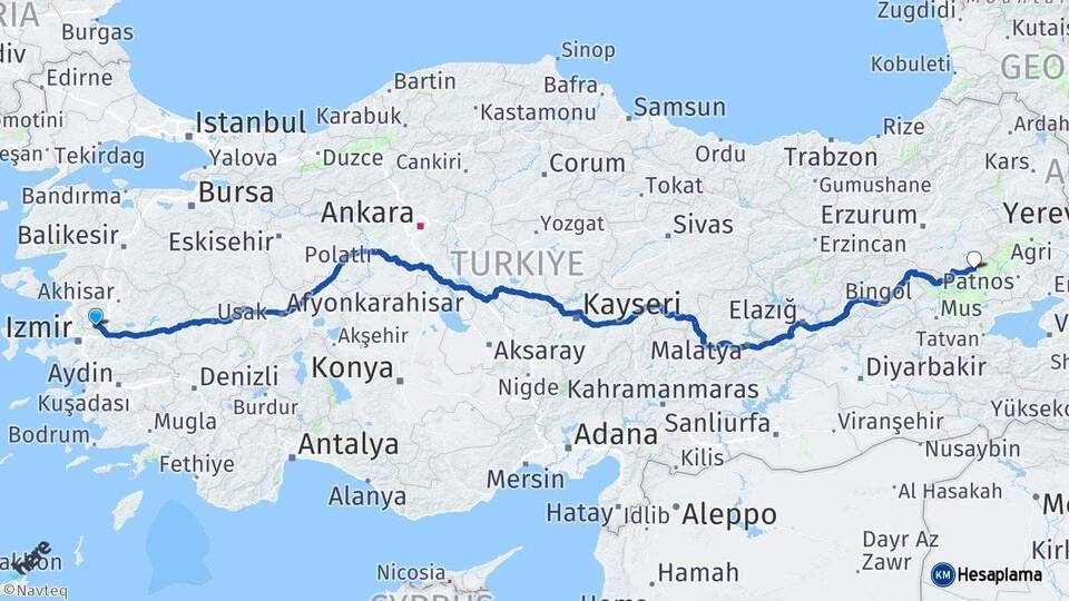Manisa Karaçoban Erzurum Arası Kaç Km - Yol Haritası