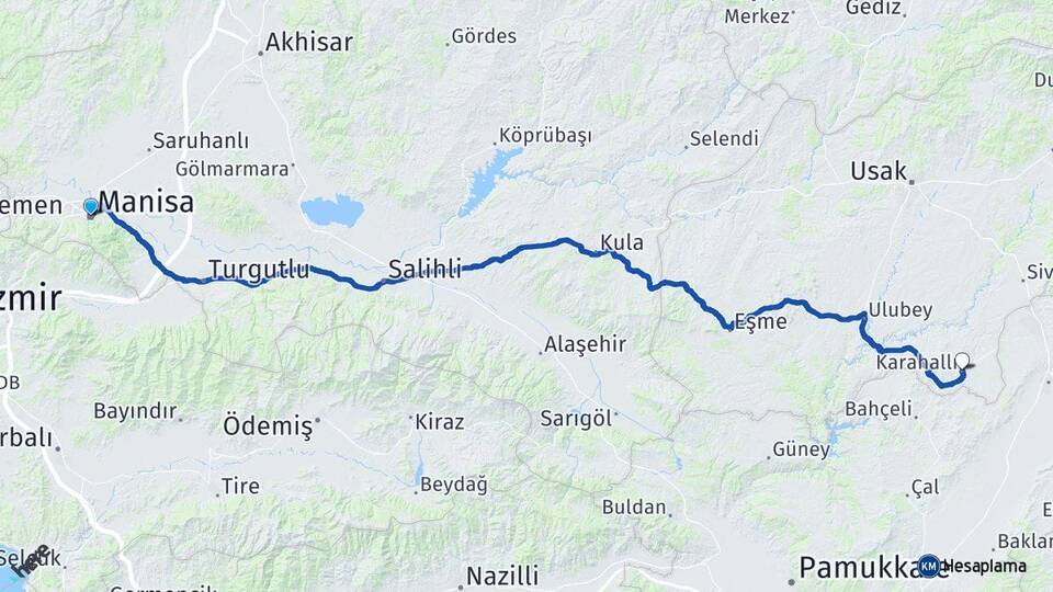 Manisa Karahallı Uşak Arası Kaç Km - Yol Haritası