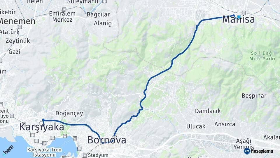 Manisa Karşıyaka İzmir Arası Kaç Km - Yol Haritası