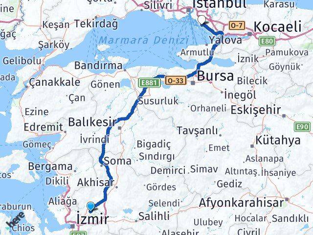 Manisa Kartal İstanbul Arası Kaç Km - Yol Haritası