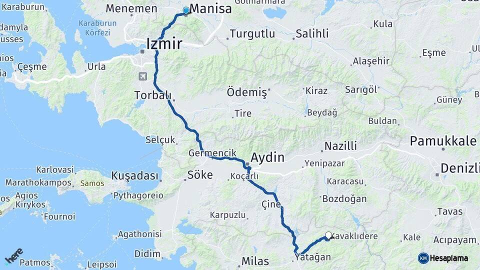 Manisa Kavaklıdere Muğla Arası Kaç Km - Yol Haritası