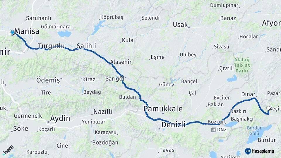 Manisa Keçiborlu Isparta Arası Kaç Km - Yol Haritası