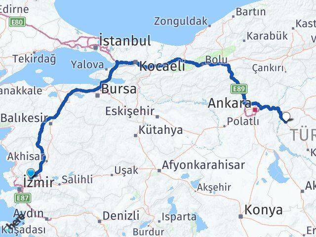 Manisa Keskin Kırıkkale Arası Kaç Km - Yol Haritası