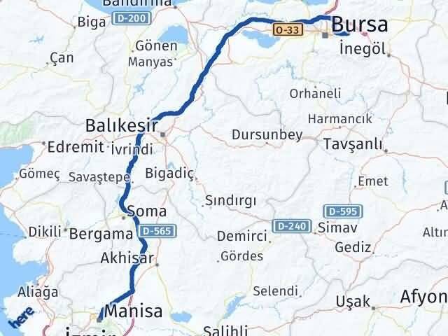 Manisa Kestel Bursa Arası Kaç Km - Yol Haritası