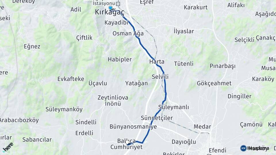 Manisa Kırkağaç Ballıca Akhisar Arası Kaç Km - Yol Haritası