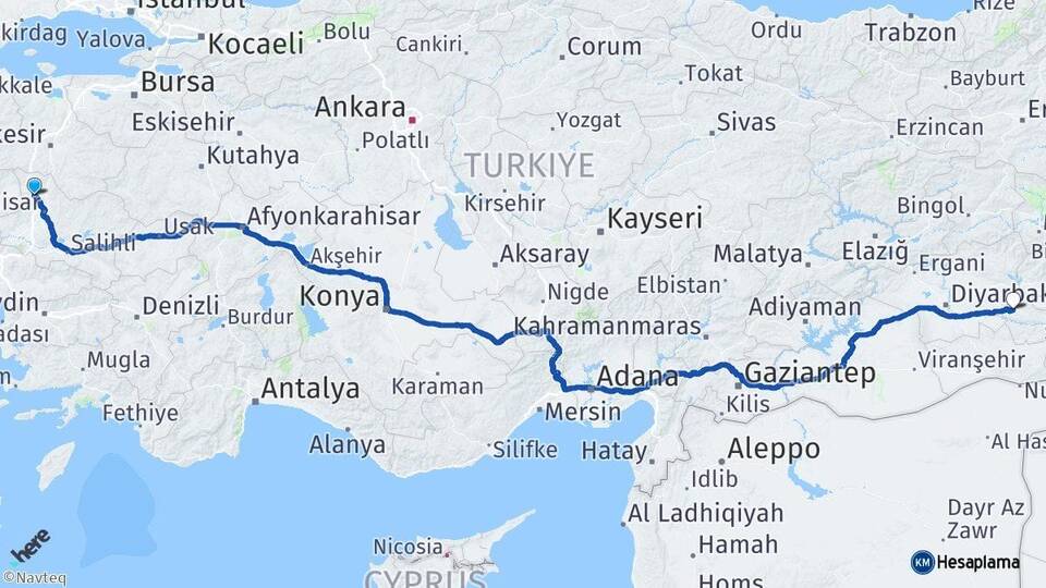 Manisa Kırkağaç Batman Arası Kaç Km - Yol Haritası