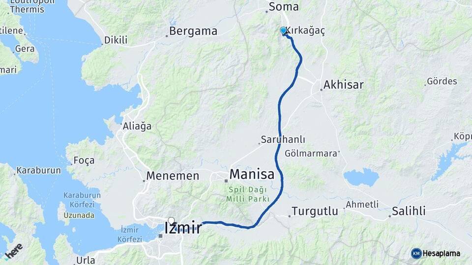 Manisa Kırkağaç Bayraklı İzmir Arası Kaç Km - Yol Haritası