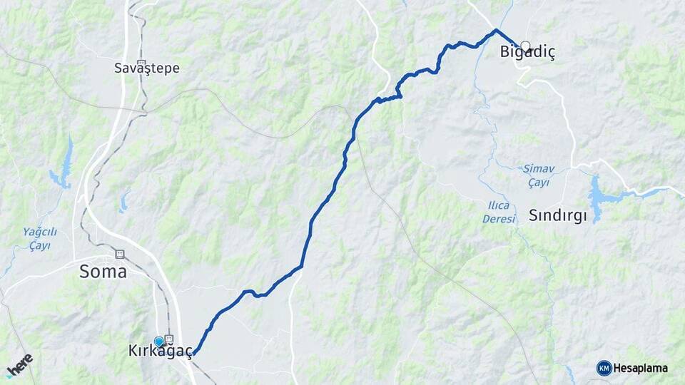 Manisa Kırkağaç Bigadiç Balıkesir Arası Kaç Km - Yol Haritası