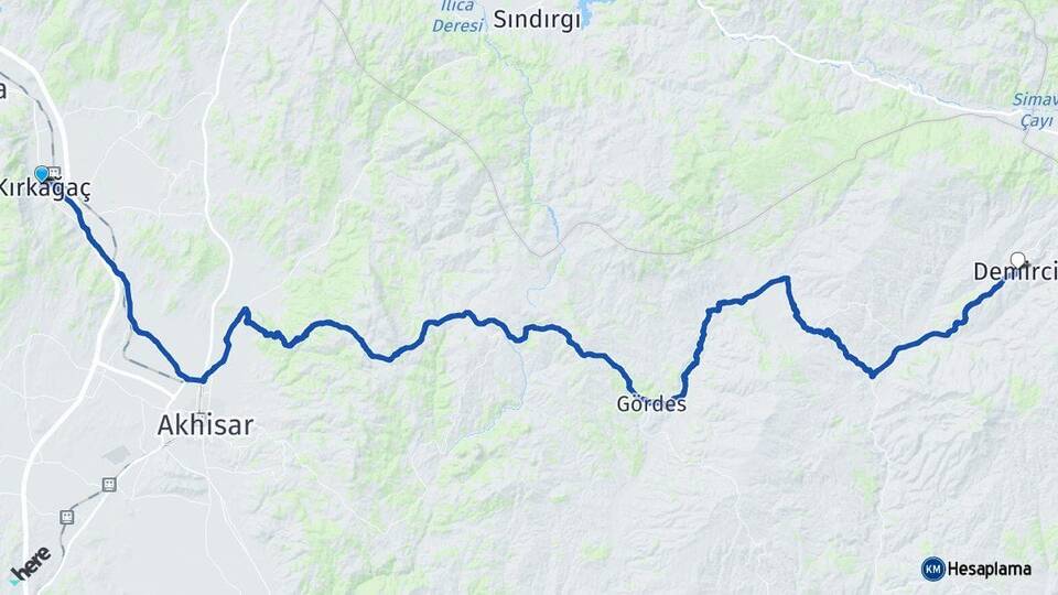 Manisa Kırkağaç Demirci Arası Kaç Km - Yol Haritası