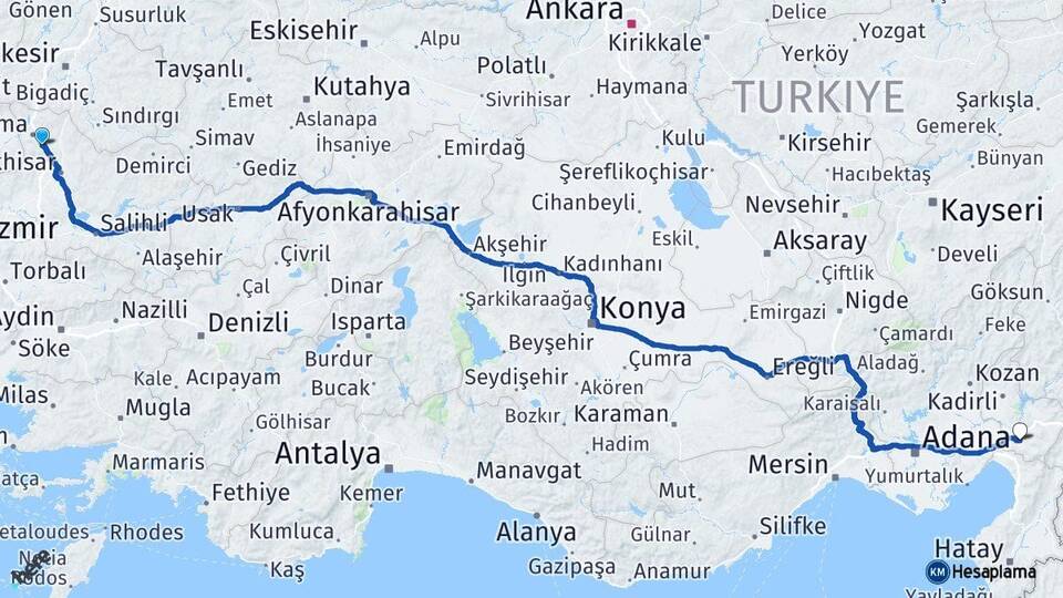 Manisa Kırkağaç Osmaniye Arası Kaç Km - Yol Haritası