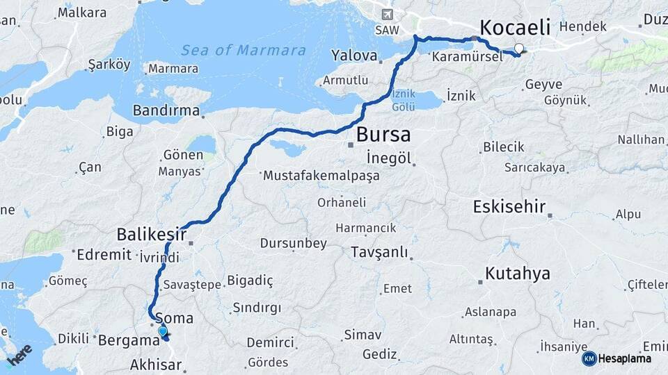 Manisa Kırkağaç Sapanca Sakarya Arası Kaç Km - Yol Haritası