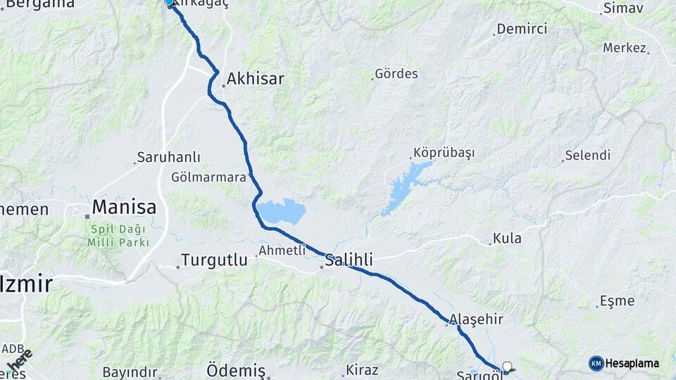 Manisa Kırkağaç Sarıgöl Arası Kaç Km - Yol Haritası